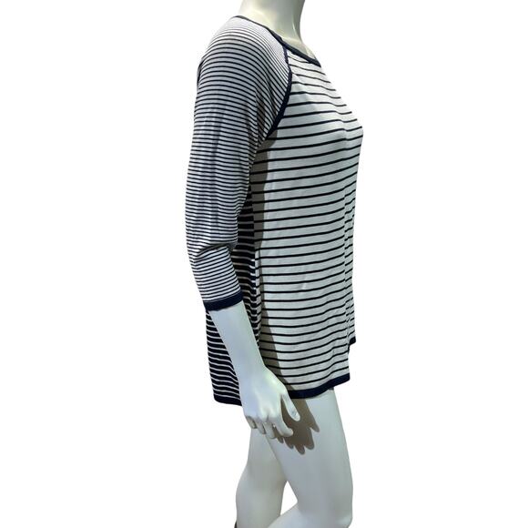 Talbots Medium Striped Long Sleeve Knit Top - Dark Blue & White - Picture 4 of 10